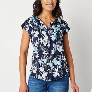 Liz Claiborne flowy cap sleeve blouse